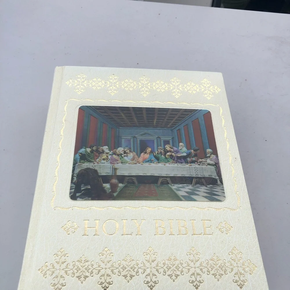 Holy Bible Cream with Gold Embossed Cover Home Health Education 1976